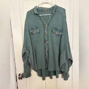 Free People Waffle Knit button down